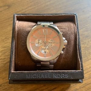 MICHAEL MICHAEL KORS SILVER WATCH WITH ROSE GOLD FACE